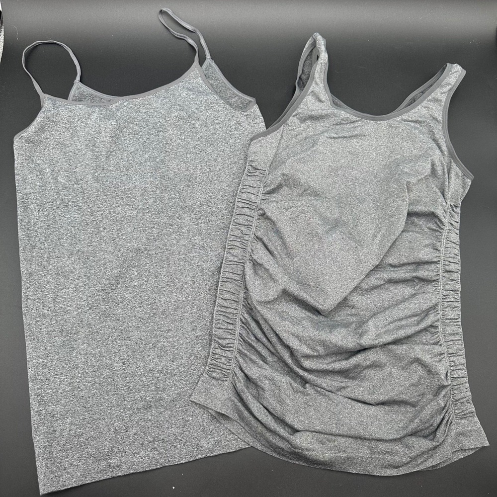 Isabel Maternity Nursing Tank Tops S M Gray Ruched Seamless Built In Bra